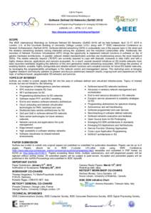 Call for Papers IEEE International Workshop on Software Defined 5G Networks (Soft5GArchitectures and Programming Paradigms for emerging 5G Networks LONDON, U.K. – APRIL 13-17, 2015