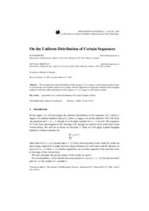 On the Uniform Distribution of Certain Sequences