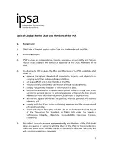 Code of Conduct for the Chair and Members of the IPSA 1. Background  1.1