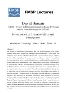 David Sauzin (CNRS - Centro di Ricerca Matematica Ennio De Giorgi Scuola Normale Superiore di Pisa) Introduction to 1-summability and resurgence