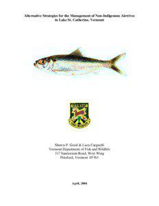 Alternative Strategies for the Management of Non-Indigenous Alewives in Lake St. Catherine, Vermont