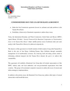 International Boundary and Water Commission United States and Mexico For immediate release October 5, 2015