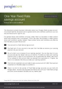 One Year Fixed Rate savings account Effective from 20 MayProduct terms and conditions