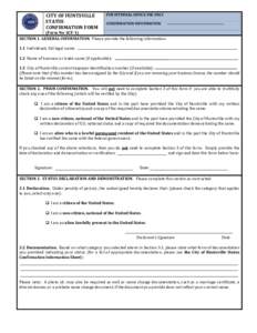 CITY OF HUNTSVILLE STATUS CONFIRMATION FORM FOR INTERNAL OFFICE USE ONLY CONFIRMATION INFORMATION: