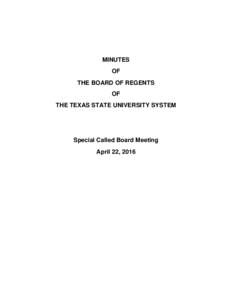 MINUTES OF THE BOARD OF REGENTS OF THE TEXAS STATE UNIVERSITY SYSTEM