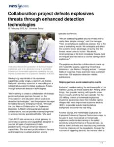 Collaboration project defeats explosives threats through enhanced detection technologies