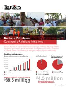 PETROLEUM ALBANIA LTD.  Bankers Petroleum Community Relations Initiatives Bankers Petroleum is a Canadian-based oil and gas company delivering reliable, disciplined growth through the responsible development of our heavy