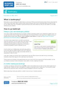 Bankruptcy Fact sheet no. BDL NI10 August 2014  What is bankruptcy?