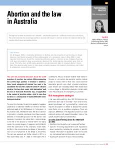  PROFESSIONAL PRACTICE Abortion and the law in Australia