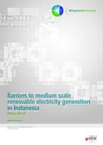 MarBarriers to medium scale renewable electricity generation in Indonesia Policy Brief