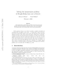 Solving the measurement problem: de Broglie-Bohm loses out to Everett arXiv:quant-ph/0403094v1 12 MarHarvey R Brown∗