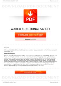 BOOKS ABOUT WABCO FUNCTIONAL SAFETY  Cityhalllosangeles.com WABCO FUNCTIONAL SAFETY