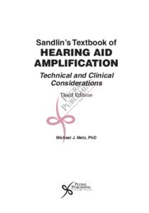 Sandlin’s Textbook of  Hearing Aid Amplification Technical and Clinical Considerations
