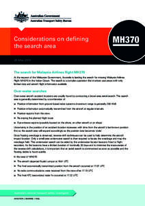 Considerations on defining the search area  MH370