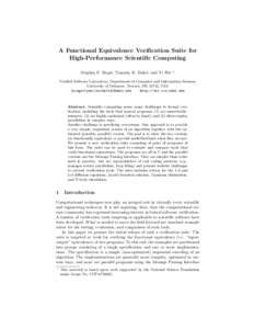 A Functional Equivalence Verification Suite for High-Performance Scientific Computing Stephen F. Siegel, Timothy K. Zirkel, and Yi Wei ?