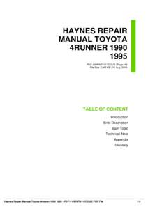 HAYNES REPAIR MANUAL TOYOTA 4RUNNERPDF-11HRMT4117COUS | Page: 48 File Size 2,045 KB | 15 Aug, 2016