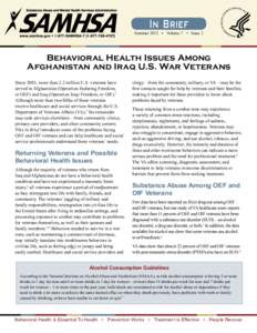 Behavioral Health Issues Among Afghanistan and Iraq U.S. War Veterans