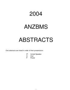 ANZBMS 2004 ASM - Abstracts