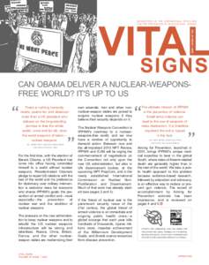 NEWSLETTER OF THE INTERNATIONAL PHYSICIANS FOR THE PREVENTION OF NUCLEAR WAR (IPPNW) VOL 20 ISSUEVITAL SIGNS