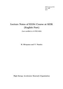 KEK Internal 99-5 July 1999 R/D Lecture Notes of EGS4 Course at KEK (English Part)