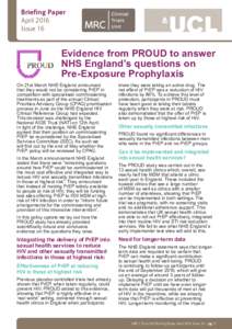 Briefing Paper April 2016 Issue 16 Evidence from PROUD to answer NHS England’s questions on