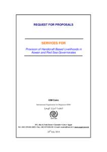 REQUEST FOR PROPOSALS  SERVICES FOR Provision of Handicraft Based Livelihoods in Aswan and Red Sea Governorates