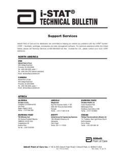 i-STAT  ® TECHNICAL BULLETIN Support Services