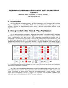 Implementing Skein Hash Function on Xilinx Virtex-5 FPGA Platform Men Long, Intel Corporation, 02-Feb-09, VersionIntroduction
