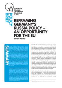 POLICY BRIEF REFRAMING GERMANY’S RUSSIA POLICY –