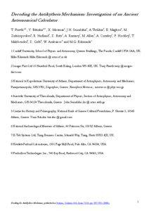 Decoding the Antikythera Mechanism: Investigation of an Ancient Astronomical Calculator T. Freeth1,2 , Y. Bitsakis3,5 , X. Moussas3, J.H. Seiradakis4, A.Tselikas5, E. Magkou6, M.