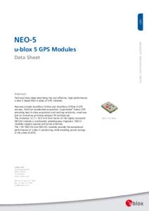     locate, communicate, accelerate  NEO-5 u-blox 5 GPS Modules