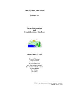 Tahoe City Public Utility District Ordinance 284 Water Conservation and Drought Response Standards