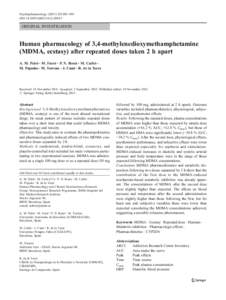 Psychopharmacology:883–893 DOIs00213ORIGINAL INVESTIGATION  Human pharmacology of 3,4-methylenedioxymethamphetamine