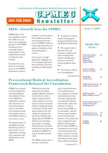 Confederation of Postgraduate Medical Education Councils  JAN- FEB 2009 CPMEC Newsletter