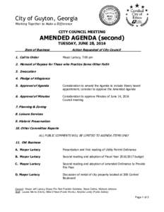 City of Guyton, Georgia Working Together to Make a Difference CITY COUNCIL MEETING  AMENDED AGENDA (second)