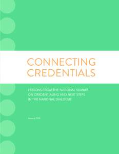 CONNECTING CREDENTIALS LESSONS FROM THE NATIONAL SUMMIT ON CREDENTIALING AND NEXT STEPS IN THE NATIONAL DIALOGUE