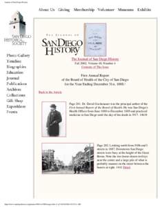 Journal of San Diego History  The Journal of San Diego History Fall 2002, Volume 48, Number 4 Contents of This Issue