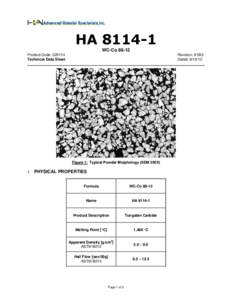 HAWC-CoProduct Code: Technical Data Sheet  Revision: # 003