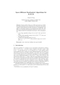 Space-Efficient Randomized Algorithms for K-SUM Joshua R. Wang Stanford University, Stanford CA 94305, USA 