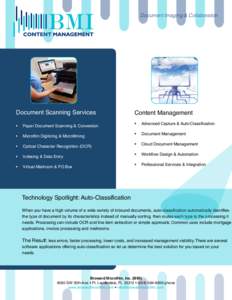 Document Imaging & Collaboration  Document Scanning Services •	  Paper Document Scanning & Conversion
