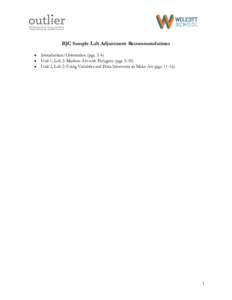 BJC Sample Lab Adjustment Recommendations • • •  Introduction/Orientation (pgs. 2-4)