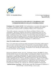 Microsoft Word - SIA Press Release on FCC Chairman Commissioner Confirmations FINAL[removed]
