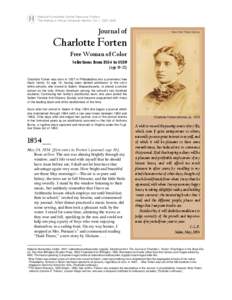 Journal of Charlotte Forten, Free Woman of Color, selections from 1854 to 1859