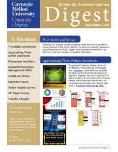 Digest Scholarly Communications December[removed]In this issue