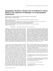 Geographic variation in body form of prehistoric Jomon males in the Japanese archipelago: Its ecogeographic implications