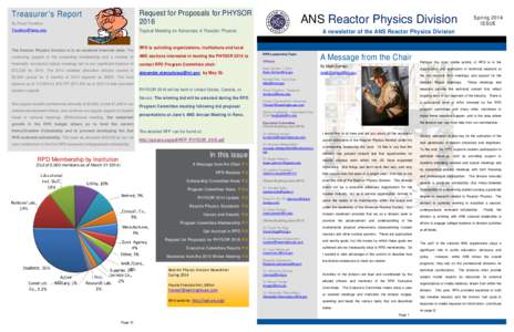 By Pavel Tsvetkov  Request for Proposals for PHYSOR 2016  
