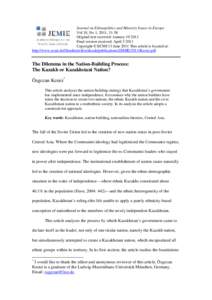 Journal on Ethnopolitics and Minority Issues in Europe Vol 10, No 1, 2011, 31-58 Original text received: JanuaryFinal version received: AprilCopyright © ECMI 13 June 2011 This article is located at: htt