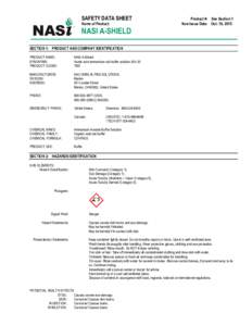 SAFETY DATA SHEET Name of Product: Product #: See Section 1 New Issue Date: Oct. 19, 2015