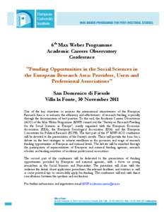 6th Max Weber Programme Academic Careers Observatory Conference 