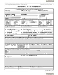 Print Form United States Department of Agriculture - Forest Service California Forest Pest Council  FOREST PEST DETECTION REPORT